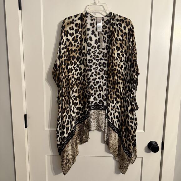 Chico's Jackets & Blazers - NWT Chicos Leopard Fusion Ruana One Size Open Front Kimono Old Money Mob Wife